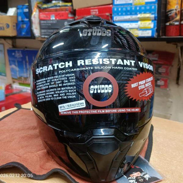 STUDDS TROOPER DV Glossy Black Flip-Up Modular Helmet (ISI & DOT Certified)