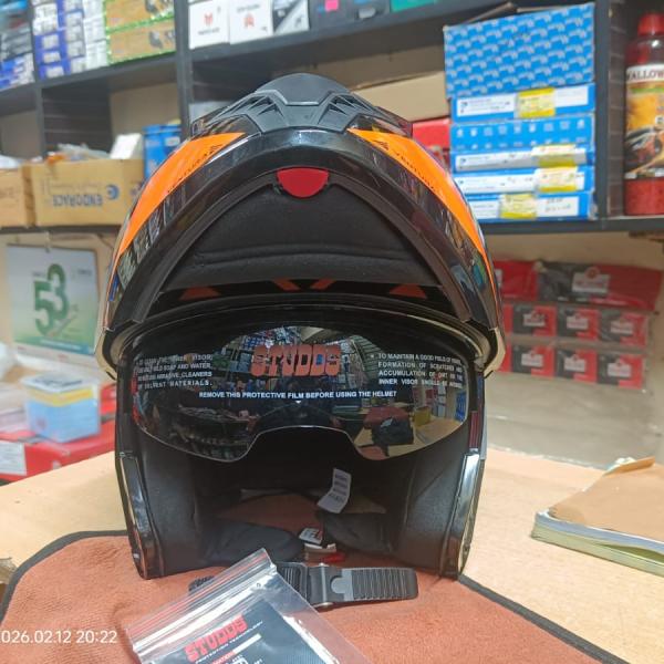 STUDDS TROOPER DV Orange Black Flip-Up Modular Helmet (ISI & DOT Certified)