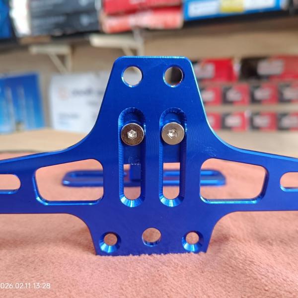 Adjustable CNC Aluminum Motorcycle Number Plate Holder (Blue)