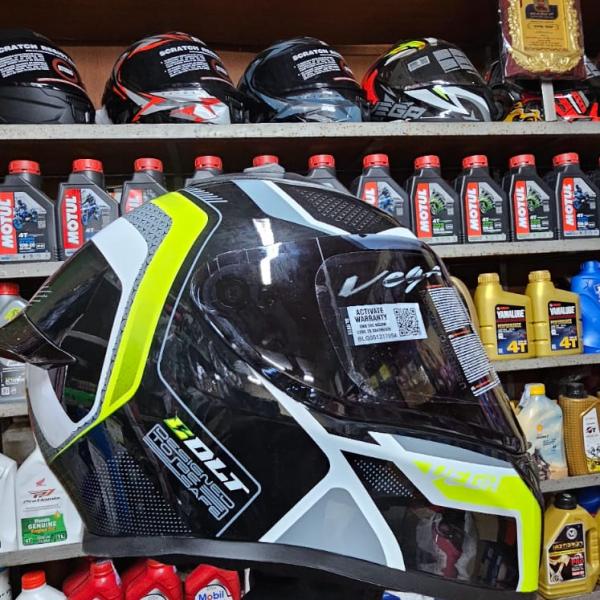Vega Bolt Tron Full Face Riding Helmet – Black Green