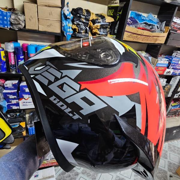 Vega Bolt SpeedX Full Face Helmet – Dull Black Red