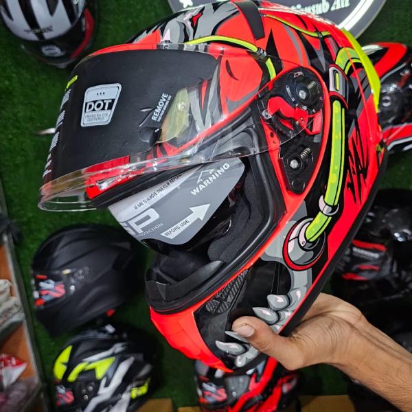 Ignyte IGN-4 Trever Full Face Helmet in the Glossy Fluo Red graphics version