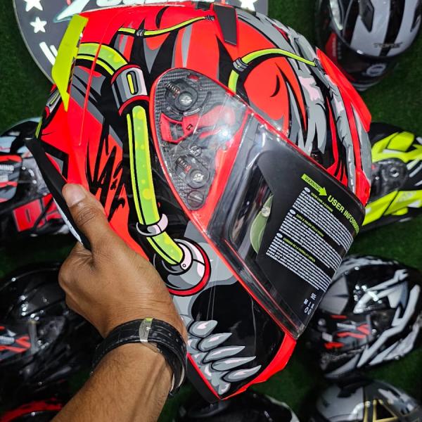 Ignyte IGN-4 Trever Full Face Helmet in the Glossy Fluo Red graphics version