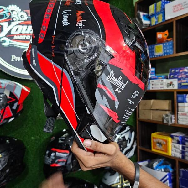 Steelbird SBA-20 #09 (Glossy Black with Red Graphics) Modular / Flip-Up Helmet