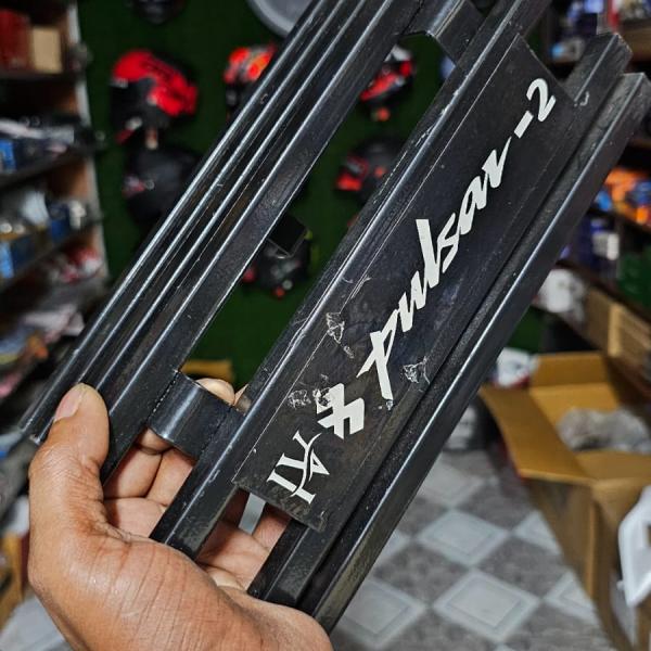 Bajaj Pulsar Double Disc Silencer Cover Black Metal Box khacha with Laser Print Bike Name